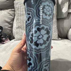 Starbucks Blue Wave Abstract Flower Cold Cup Tumbler from 2018.
